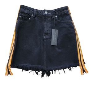 Carmar Black Denim Mini Skirt With Side Zippers Sz 25 NWT